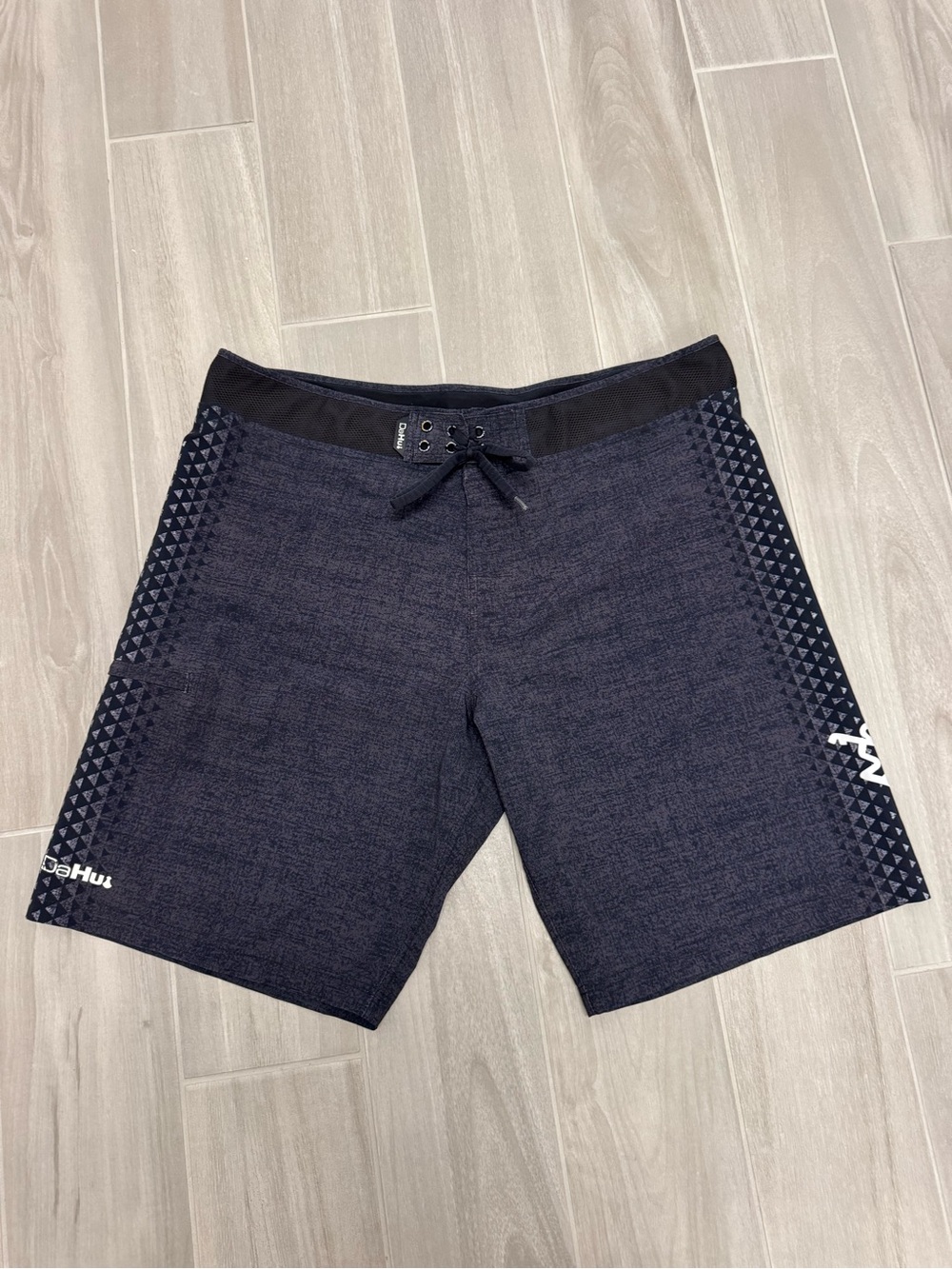 Men's Navy Board Shorts with Side Pattern